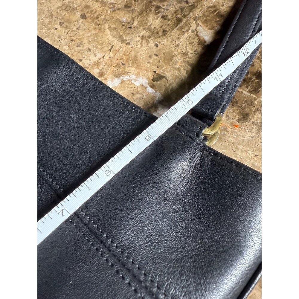 Coach vintage Black Leather Tote Bag With Dual Top Handles & Zippered Compartmen - Picture 9 of 9